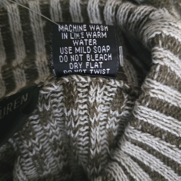 Jennifer Lauren Striped Green/Brown and White Knit Short Sleeve Sweater Dress - Picture 4 of 4